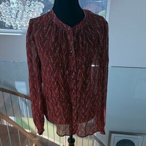 Veronica Beard Red and White Patterned Blouse